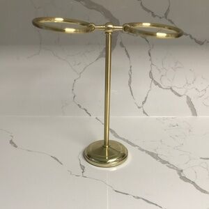 Retro Brass / Gold tone Metal Bathroom Hand Towel Counter Vanity Stand Hanger
